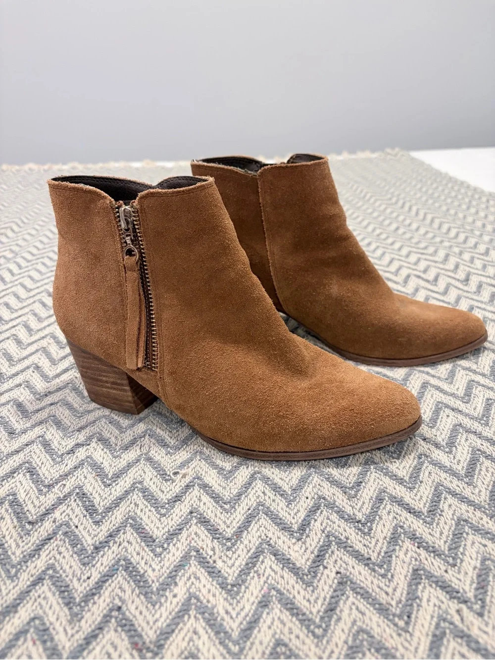Aldo Women's Suede Tan Ankle Boots with Side Zip